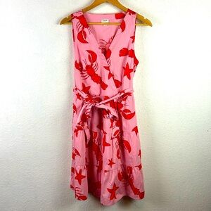 J. Crew Pink Dress with Red Sea Life Print